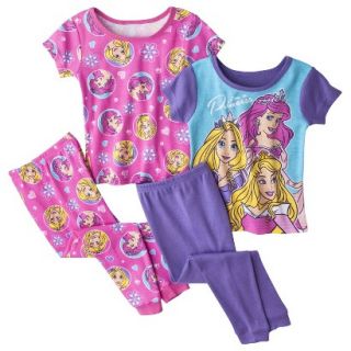 Disney Princess Toddler Girls 4 Piece Short Sleeve Pajama Set   Pink 2T