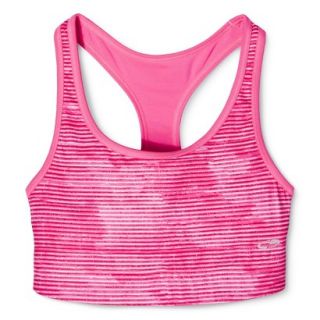 C9 by Champion Womens Reversible Stripe Compression Racer Bra   Pinksicle M