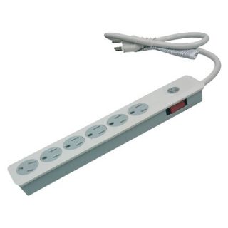 GE 6 Outlet Surge Protector 2ft Cord, 450 Jules   White (24510)