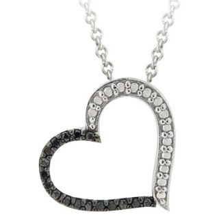 Sterling Silver Diamond/Accent Open Heart Necklace   Black (18)