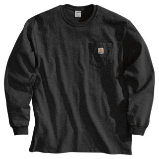 Carhartt Workwear Long Sleeve Pocket T Shirt   Black, 3XL, Tall Style, Model