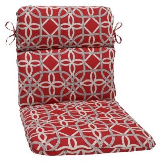 Outdoor Round Edge Chair Cushion   Red/Brown Keene