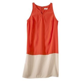 Merona Womens Colorblock Hem Shift Dress   Hot Orange/Hamptons Beige   M