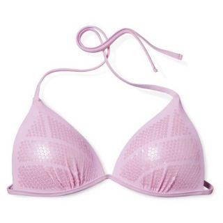 Xhilaration Juniors Sequin Triangle Swim Top  Pink XL