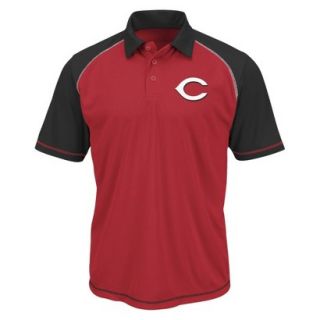 MLB Mens Cincinnati Reds Synthetic Polo T Shirt   Red/Black (L)