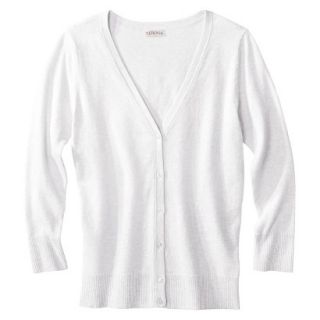 Merona Womens Plus Size 3/4 Sleeve V Neck Cardigan Sweater   White 2