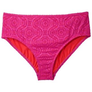 Womens Plus Size Crochet Hipster Swim Bottom   Fire Red 24W