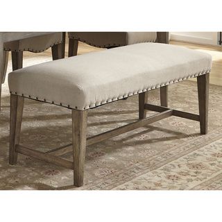 Liberty Weatherford Weathered Grey Upholstered Nailhead Bench