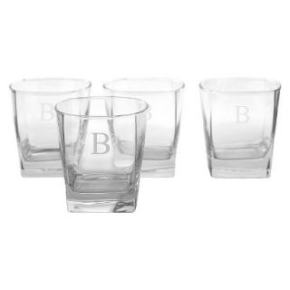 Personalized Monogram Whiskey Glass Set of 4   B