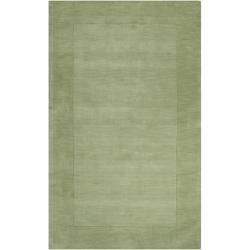 Hand crafted Moss Green Tone on tone Bordered Wool Rug (6 X 9)