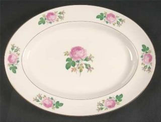 Pickard Maria 12 Oval Serving Platter, Fine China Dinnerware   Roses Rim&Center