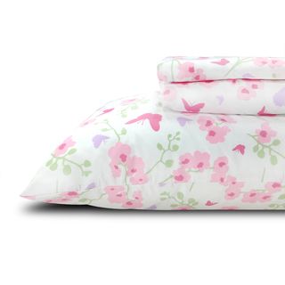 Beco Industries Ltd Printed Butterflies Flowers Kids/ Teens Twin Sheet Set Pink Size Twin