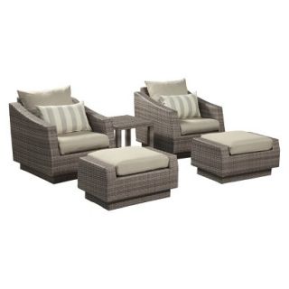 Cannes 5 Piece Wicker Patio Chat Furniture Set   Grey