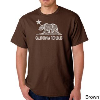 Los Angeles Pop Art Mens California Republic Bear T shirt Brown Size S