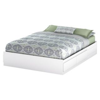 Queen Bed Fusion 2 Drawer Platform Bed   Pure White