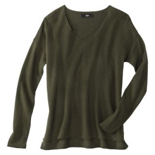 Mossimo Petites Long Sleeve V Neck Pullover Sweater   Paris Green LP