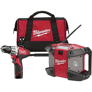 Milwaukee M12 Cordless Combo 3/8 Inch Drill/Driver and Radio Kit, Model 2492 22