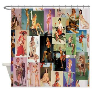  Vintage Sexy Pin Up Girl Collague Shower Curtain