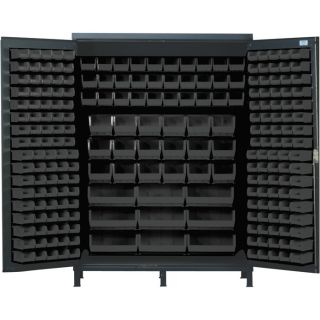 Quantum Storage Cabinet With 227 Bins   60 Inch x 24 Inch x 84 Inch Size, Black