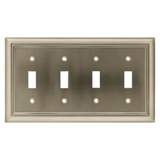 Brainerd Architectural Quad Switch Wall Plate   Satin Nickel
