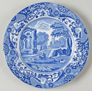 Spode Blue Italian (Older,Scalloped) Luncheon Plate, Fine China Dinnerware   Old