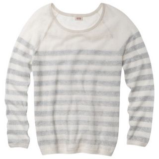 Mossimo Supply Co. Juniors Long Sleeve Mesh Pullover Sweater   Gray/Cream 1