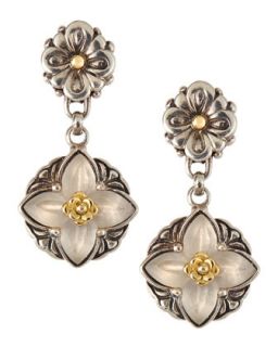 Clover Carved Frosted Crystal Drop Earrings