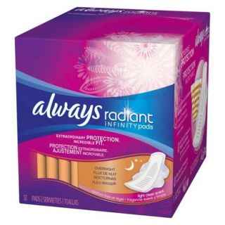Always Radiant Infinity Overnight Maxi Pads   12 Count