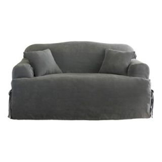 Sure Fit Soft Suede T Loveseat Slipcover   Smoke Blue