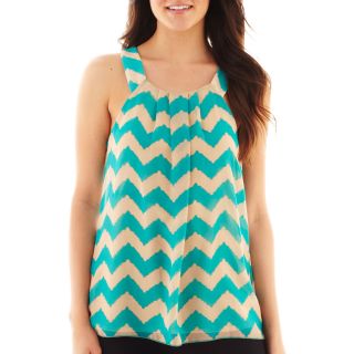 By & By Sleeveless Chevron Print Top, Jade