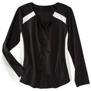 Mossimo Womens Plus Size Zip Front Scuba Jacket   Black/White 1