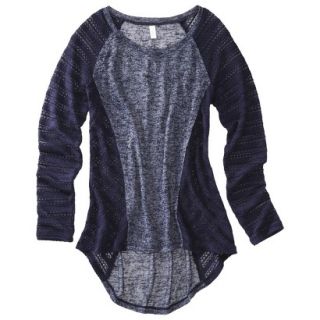 Xhilaration Juniors Crochet Inset Hacci Top   Dark Blue S(3 5)