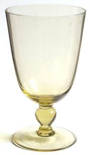 Morgantown Americana Topaz Water Goblet   Stem #7121, Topaz/Yellow, Ball Stem