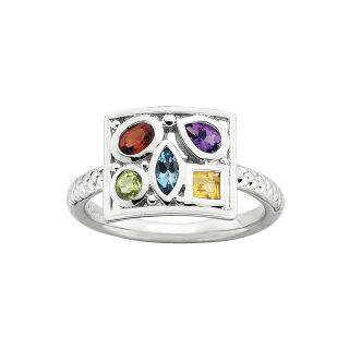 ONLINE ONLY   Sterling Silver Multi Gemstone Ring, Womens