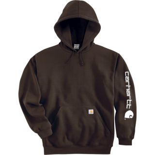 Carhartt Midweight Hooded Logo Sweatshirt   Dark Brown, 5XL, Model K288