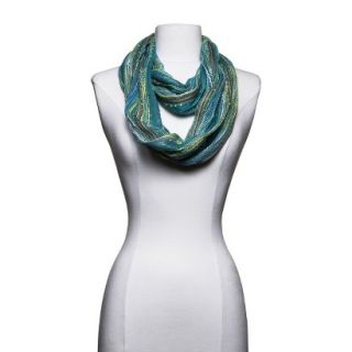 Multicolored Textured Woven Infinity Scarf   Turquoise