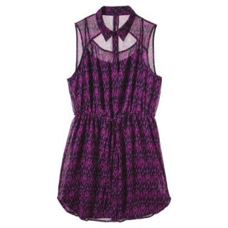 Pure Energy Womens Plus Size Sleeveless Shirt Dress   Fuchsia/Navy 2X