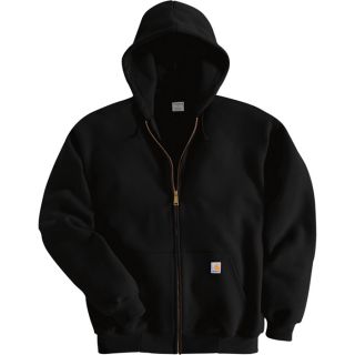 Carhartt Hooded Zip Front Sweatshirt   Black, X Large, Tall Style, Model K122