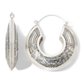 Decree Tribal Design Hoop Earrings, Womens