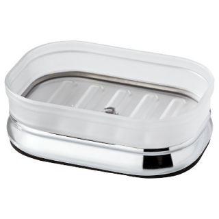 InterDesign Gina Chrome Ribbed Frost Soap Dish   Clear