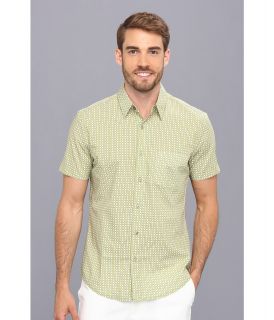 Mr.Turk Slim Jim S/S Shirt in Seventies Wall Print Mens Short Sleeve Button Up (Green)
