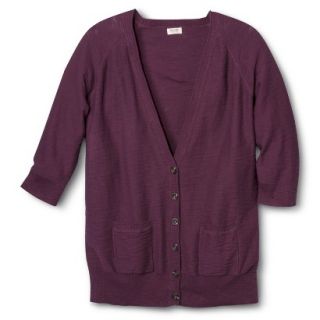 Mossimo Supply Co. Juniors Plus Size 3/4 Sleeve Boyfriend Sweater   Burgundy 1X