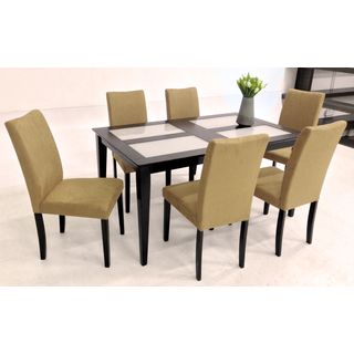Warehouse Of Tiffany Warehouse Of Tiffany Shino Light Brown 7 piece Glass Table Dining Set Brown Size 7 Piece Sets