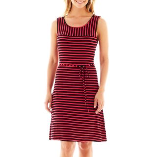 LIZ CLAIBORNE Sleeveless Striped Dress, Black/Pink