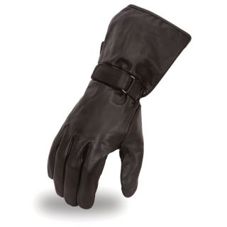 Mens Gauntlet Motorcycle Gloves   Black, XL, Model FI126GEL