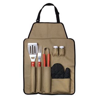 Outdoor 7 piece Barbecue Apron And Utensil Set