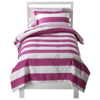 Circo Rugby Stripe Bed Set   Pink/White (Twin)