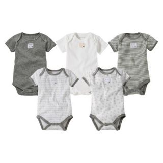 Burts Bees Baby Newborn Neutral 5 Pack Short sleeve Bodysuit   Heather Grey 12 M
