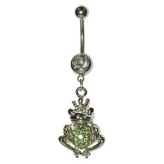 Womens Supreme Jewelry Curved Barbell Belly Ring with Stones   Silver/Green