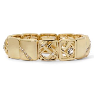 LIZ CLAIBORNE Gold Tone Crystal Stretch Bracelet